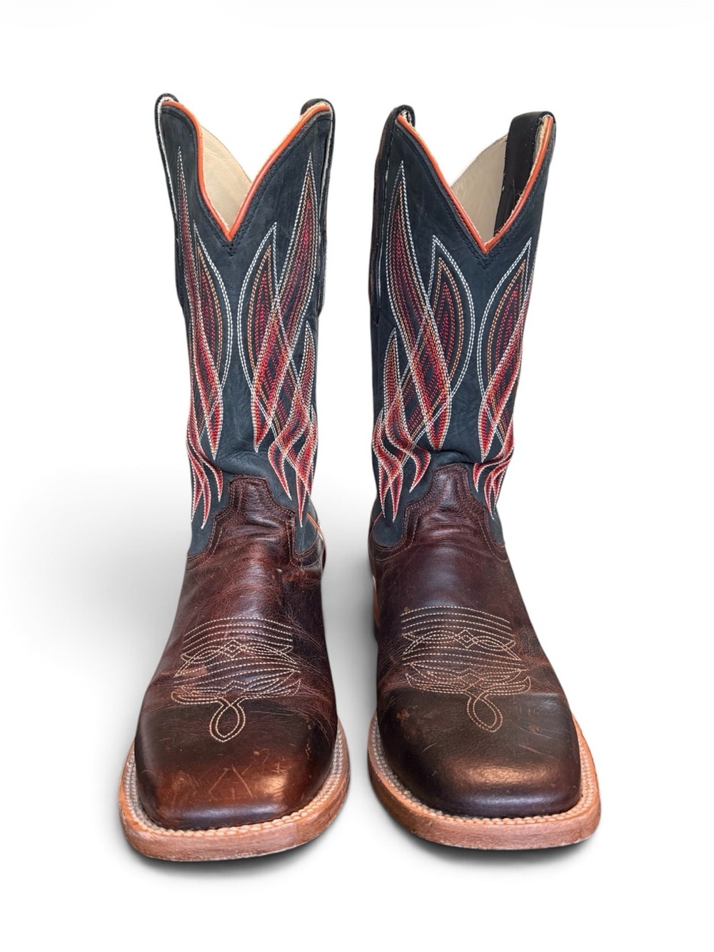 Capitan Guthrie Black Coffee Cowboy Boots Size 9 Genuine Leather Western Boots